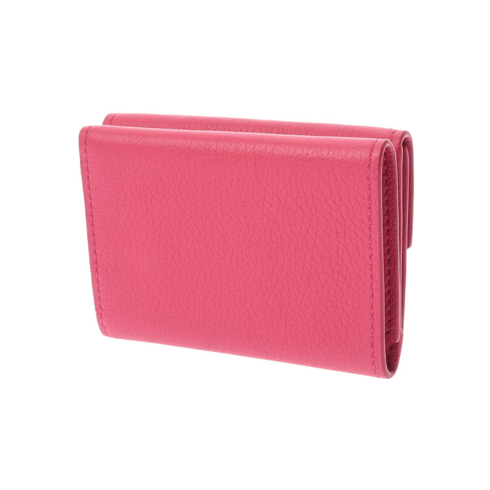 Louis Vuitton Pink Leather Tri fold Wallet Lock Hot Portefeuille